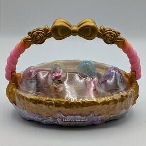 Hatchimals Family Spring Basket Gold Pink COMPLETE Easter 2 Exclusives 4 Eggs